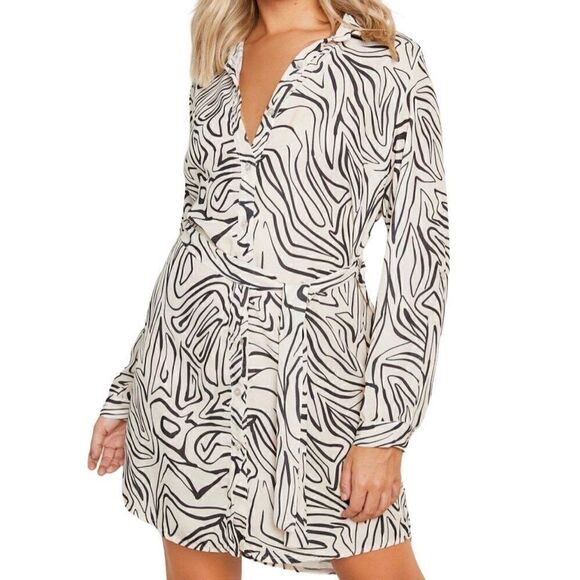 Boohoo Abstract Wrap Dress Sz 6 - Picture 1 of 4